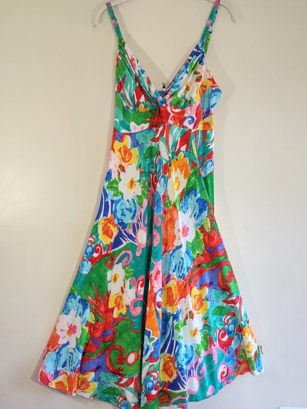 Jams World Origami Flower Sundress Size Medium Hawaiian Artsy Floral
